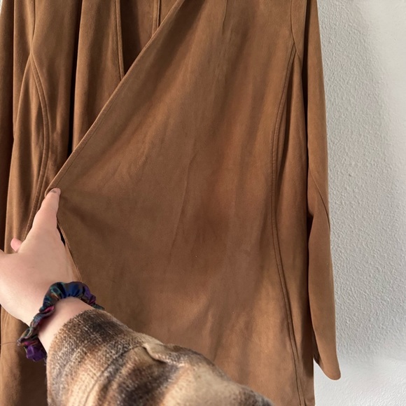 Brown Faux Suede Women's Jacket Boho JM Collection Size 1X Effortless Chic - Picture 4 of 9